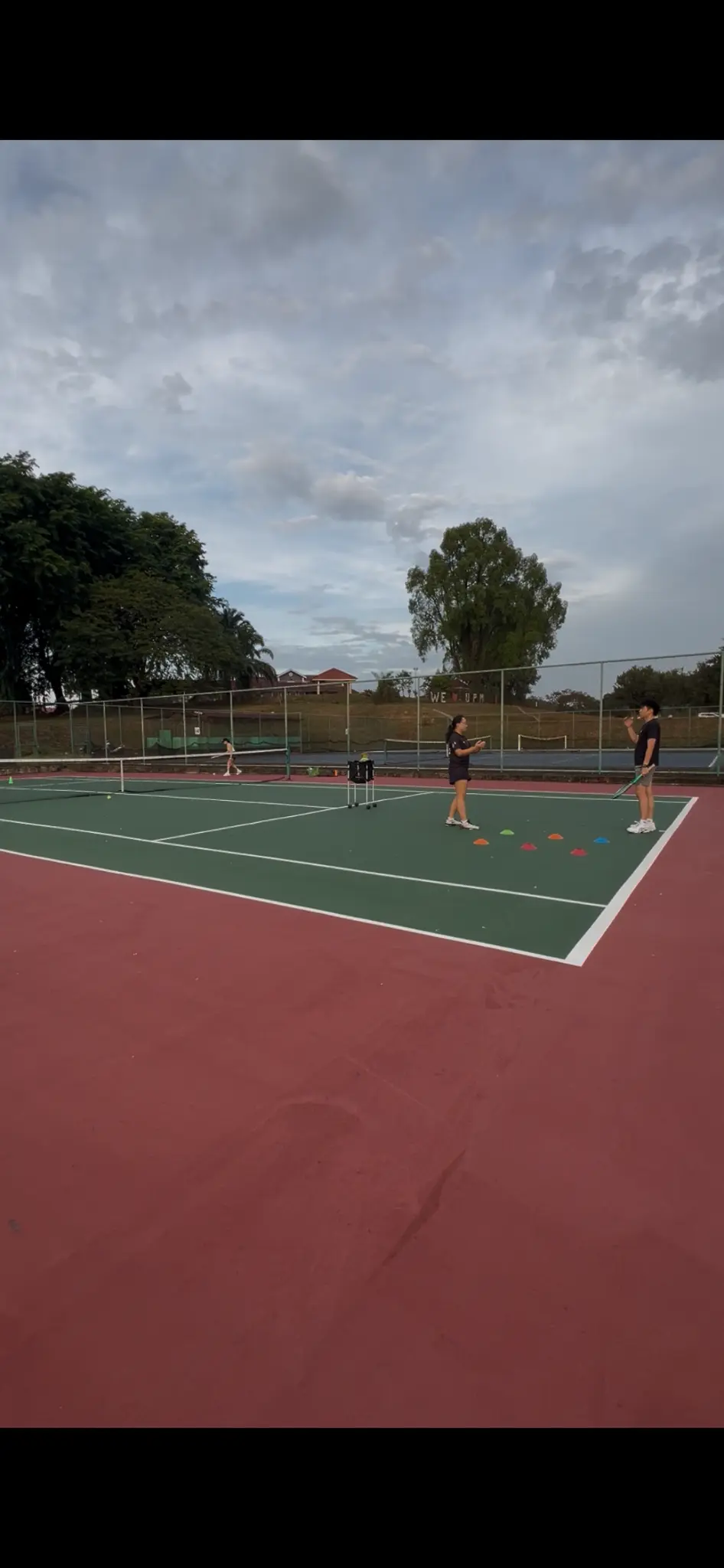 Player developing balance and reaction skills on court